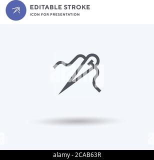 Symbolvektor nähen, gefülltes flaches Schild, solides Piktogramm isoliert auf weiß, Logo-Illustration. Symbol für Präsentation nähen. Stock Vektor