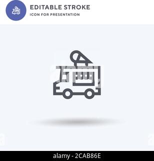 Ice Cream Truck Icon Vektor, gefüllt flaches Zeichen, solides Piktogramm isoliert auf weiß, Logo-Illustration. Ice Cream Truck Symbol für die Präsentation. Stock Vektor