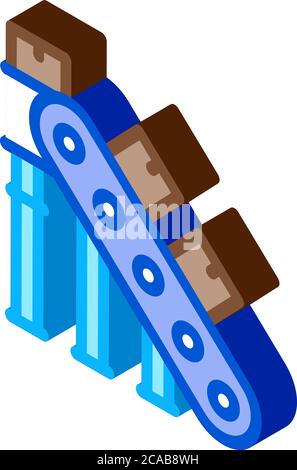 Abbildung des isometrischen Symbolvektors für das Fertigungs-Transportband Stock Vektor