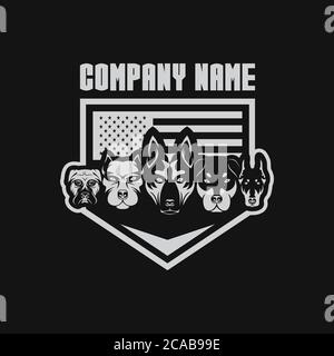 5 Hund USA Flage Schild Sicherheitsdesign für Ihr Unternehmen oder Ihre Marke Stock Vektor