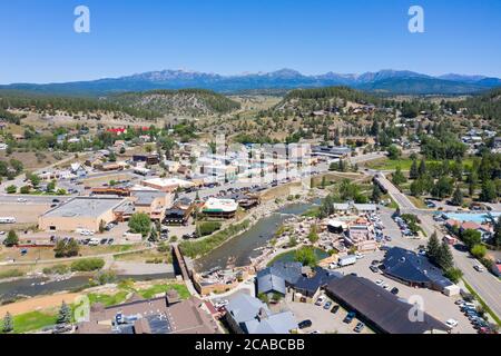 Luftaufnahme von Pagosa Springs in den San Juan Mountains, Colorado Stockfoto