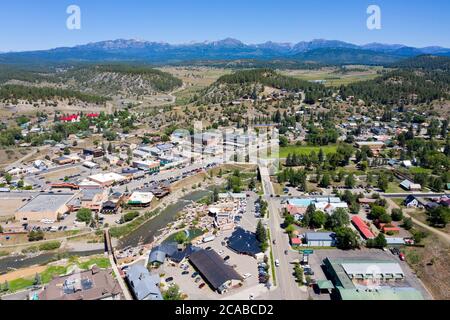 Luftaufnahme von Pagosa Springs in den San Juan Mountains, Colorado Stockfoto