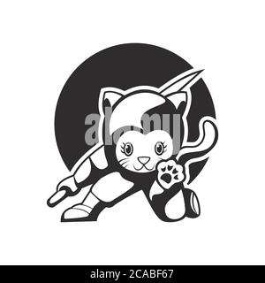 Katze Ninja Maskottchen erstaunliches Design für Ihr Unternehmen oder Ihre Marke Stock Vektor