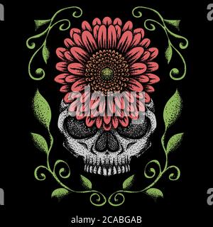 Totenkopf Rose Dekoration Vektor Illustration für Ihre Firma oder Marke Stock Vektor