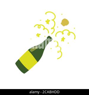 Champagner Flasche Doodle Symbol, Vektor-Illustration Stock Vektor