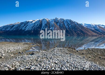 Lake Tekapo - Braemar Station und Mündung des Godley River Stockfoto