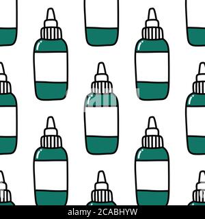 tattoo Tinte Flasche nahtlose Doodle Muster, Vektor-Illustration Stock Vektor
