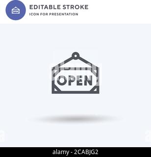 Open Icon Vektor, gefüllt flache Zeichen, solides Piktogramm isoliert auf weiß, Logo-Illustration. Symbol für Präsentation öffnen. Stock Vektor