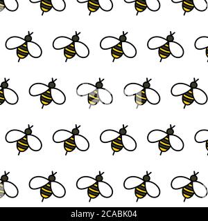 Biene nahtlose Doodle-Muster, Vektor-Illustration Stock Vektor