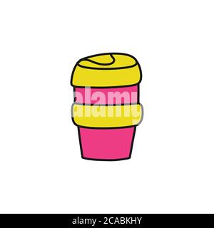 Wiederverwendbare Kaffeetasse Doodle Symbol, Vektor-Farbe Abbildung Stock Vektor