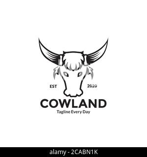 Logo im Vintage-Stil mit Kuhkopf Stock Vektor