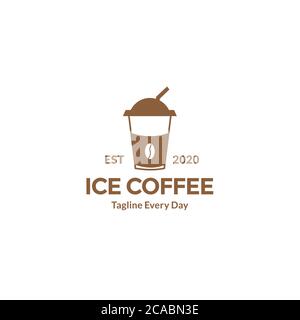 Logo-Design für die Eiskaffeetasse Stock Vektor