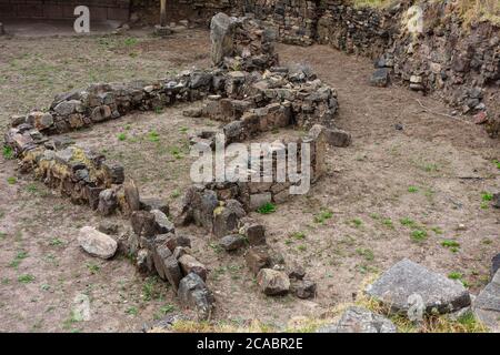 Sonnige Landschaft von Chavin de Huantar archäologische Stätte in Peru Stockfoto