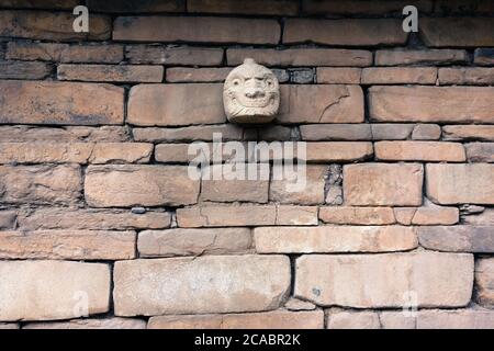 Sonnige Landschaft von Chavin de Huantar archäologische Stätte in Peru Stockfoto