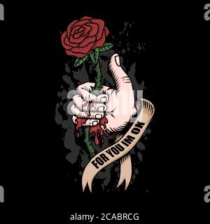 Rose Blood Hand Illustration für Ihr Unternehmen oder Ihre Marke Stock Vektor