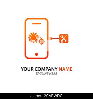 Reparatur Telefon Logo Konzept kann für Unternehmen und Unternehmen verwendet werden Stock Vektor