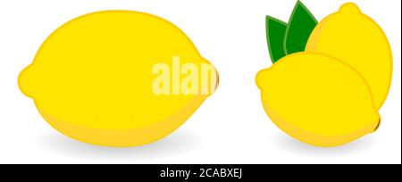 Einfache Lemon Icon, Version mit einzelnen und zwei Früchten. Stock Vektor