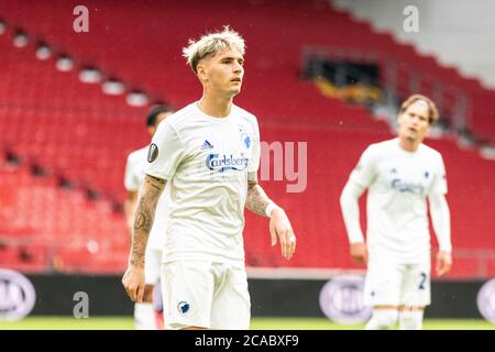 Kopenhagen, Dänemark. August 2020. Guillermo Varela vom FC Kopenhagen beim UEFA Europa League Spiel zwischen dem FC Kopenhagen und Istanbul Basaksehir im Telia Parken in Kopenhagen. (Foto Kredit: Gonzales Foto/Alamy Live News Stockfoto