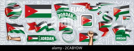 Vektor-Set der Nationalflagge Jordaniens in verschiedenen kreativen Designs Stock Vektor