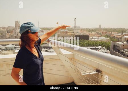 Blick von der Bar auf der Dachterrasse im Circulo de Bellas Artes, Madrid, Spanien Stockfoto