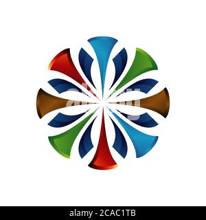Stilvolle bunte 3d Runde florale Vektor-Logo Illustrationen EPS 10 Stock Vektor