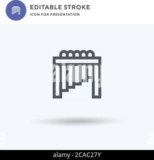 Marimba-Symbolvektor, gefülltes flaches Zeichen, solides Piktogramm isoliert auf Weiß, Logo-Illustration. Marimba-Symbol für die Präsentation. Stock Vektor