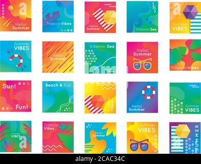 Bundle Sommer Banner Set Icons Vektor Illustration Design Stock Vektor