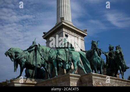 Heroes' Square, Hosok Tere Magyar Krieger, Budapest, Ungarn Stockfoto