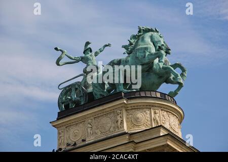 Heroes' Square, Hosok Tere Magyar Krieger, Budapest, Ungarn Stockfoto