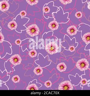 hollyhock Blume Köpfe nahtlose Vektor-Muster Stock Vektor