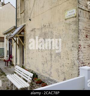 Schlechte Ferienimmobilien in Quend-Plage, Pas-de-Calais, Hauts de France, Frankreich Stockfoto