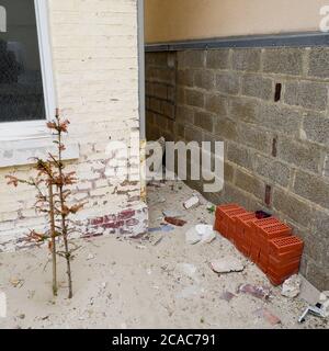 Schlechte Ferienimmobilien in Quend-Plage, Pas-de-Calais, Hauts de France, Frankreich Stockfoto