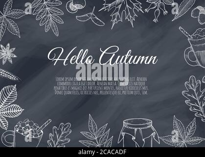 Hintergrund mit Herbstblättern . Zeichnung Handbild, Vektor-Illustration. Stock Vektor
