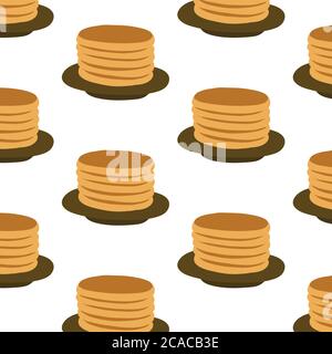 Stapel von Pfannkuchen nahtlose Doodle-Muster, Vektor-Illustration Stock Vektor