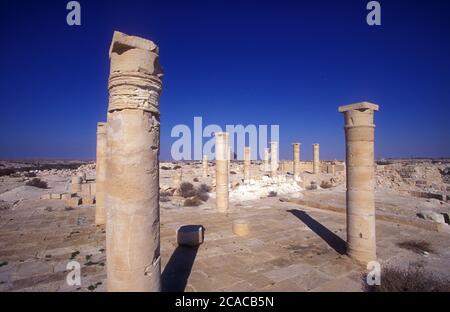 Tel Nitzana eine Nabatäische Stadt in der südwestlichen Negev-Wüste in Israel in der Nähe der ägyptischen Grenze. Es kann eine Kamelkarawanenstation gewesen sein auf Stockfoto