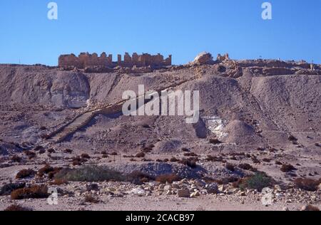 Tel Nitzana eine Nabatäische Stadt in der südwestlichen Negev-Wüste in Israel in der Nähe der ägyptischen Grenze. Es kann eine Kamelkarawanenstation gewesen sein auf Stockfoto