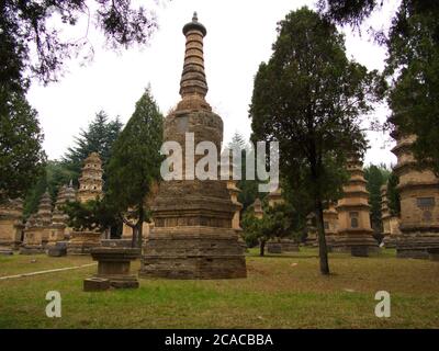 Pagodenwald am Shaolin Tempel Shaolin Kloster. Gräber von Shaolin-Meistern im Shaolin-Tempel. Das Shaolin Kloster ist auch als Shaolin bekannt Stockfoto