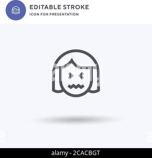 Verängstigte Symbolvektor, gefülltes flaches Zeichen, solides Piktogramm isoliert auf weiß, Logo-Illustration. Verängstigte Symbol für Präsentation. Stock Vektor