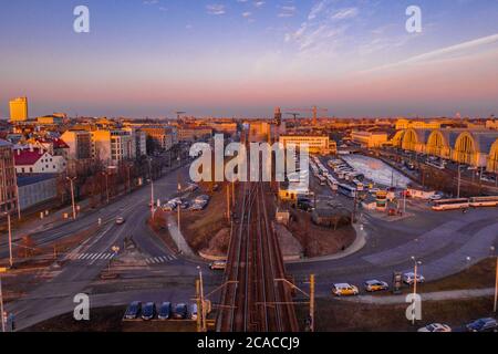 Stadtbild von Riga, Lettland bei einem wunderschönen Sonnenuntergang Stockfoto