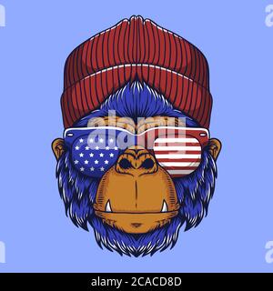 Gorilla Kopf USA Vektor-Illustration für Ihr Unternehmen oder Ihre Marke Stock Vektor