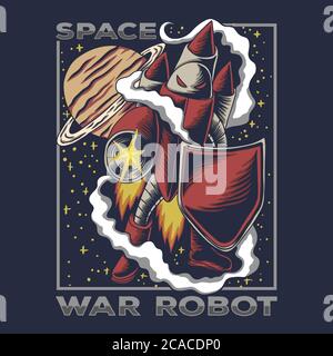 Space war Roboter Vektor Illustration für Ihre Firma oder Marke Stock Vektor