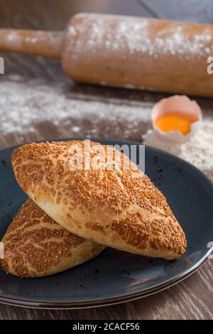 Türkische Gebäck Produkt pogaca. Türkische Backwaren; Pogaca, borek, acma, Simit Stockfoto