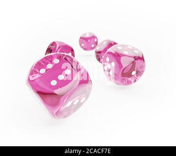 3D-Darstellung einer Gruppe rosafarbener Dichten. Glück, Risiko Konzept. Hochwertige 3d-Illustration Stockfoto