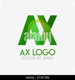 Das AX-Logo mit auffallenden Farben und Abstufungen, modern und einfach für Industrie, Handel, Unternehmen. Dieses XA-Logo für Online und Offli gemacht Stock Vektor