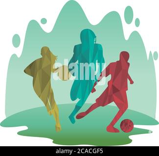 Gruppe von sportlichen Menschen üben Sport Silhouetten Vektor Illustration Design Stock Vektor