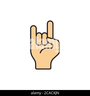 Rock and Roll Hand Vektor Symbol Symbol auf weißem Hintergrund isoliert Stock Vektor
