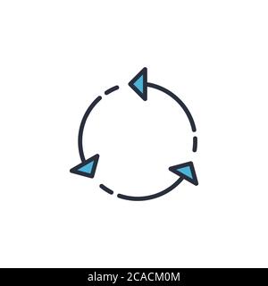 Drei Pfeile Zyklus Vektor Symbol Symbol auf weißem Hintergrund isoliert Stock Vektor