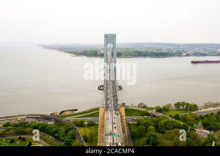 Luftaufnahme der Verrazzano-Narrows Brücke in Brooklyn und Staten Insel Stockfoto