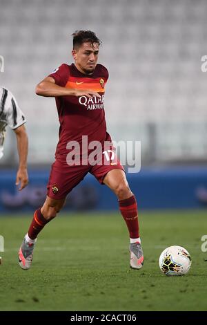 Cengiz Under (Roma) DATEI FOTO während des italienischen 'Serie A'-Spiels zwischen Juventus 1-3 Roma im Allianz Stadion am 01. August 2020 in Turin, Italien. (Foto von Maurizio Borsari/AFLO) Stockfoto