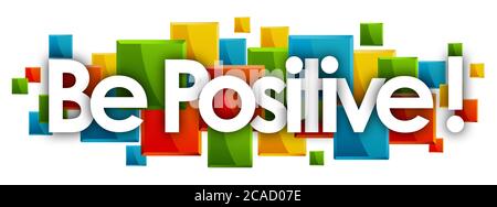 Positive Wort in farbigen Rechtecken Hintergrund Stockfoto